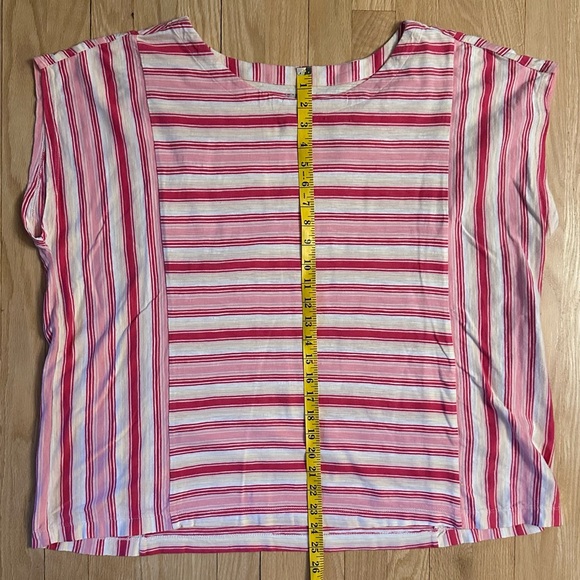 Lands’ End Women’s Pink White Striped Pullover Sleeveless Top, Size 2X (20W-22W) - Picture 4 of 6